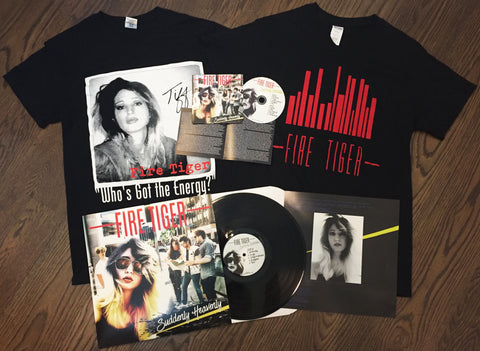 Fire Tiger 'Suddenly Heavenly' Autographed Vinyl, CD, and T-Shirt Bundle